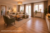 Wohnzimmer Homestaging KI - Helle 2-Zimmerwohnung im Stadtzentrum
