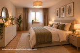 Schlafzimmer Homestaging KI - Helle 2-Zimmerwohnung im Stadtzentrum